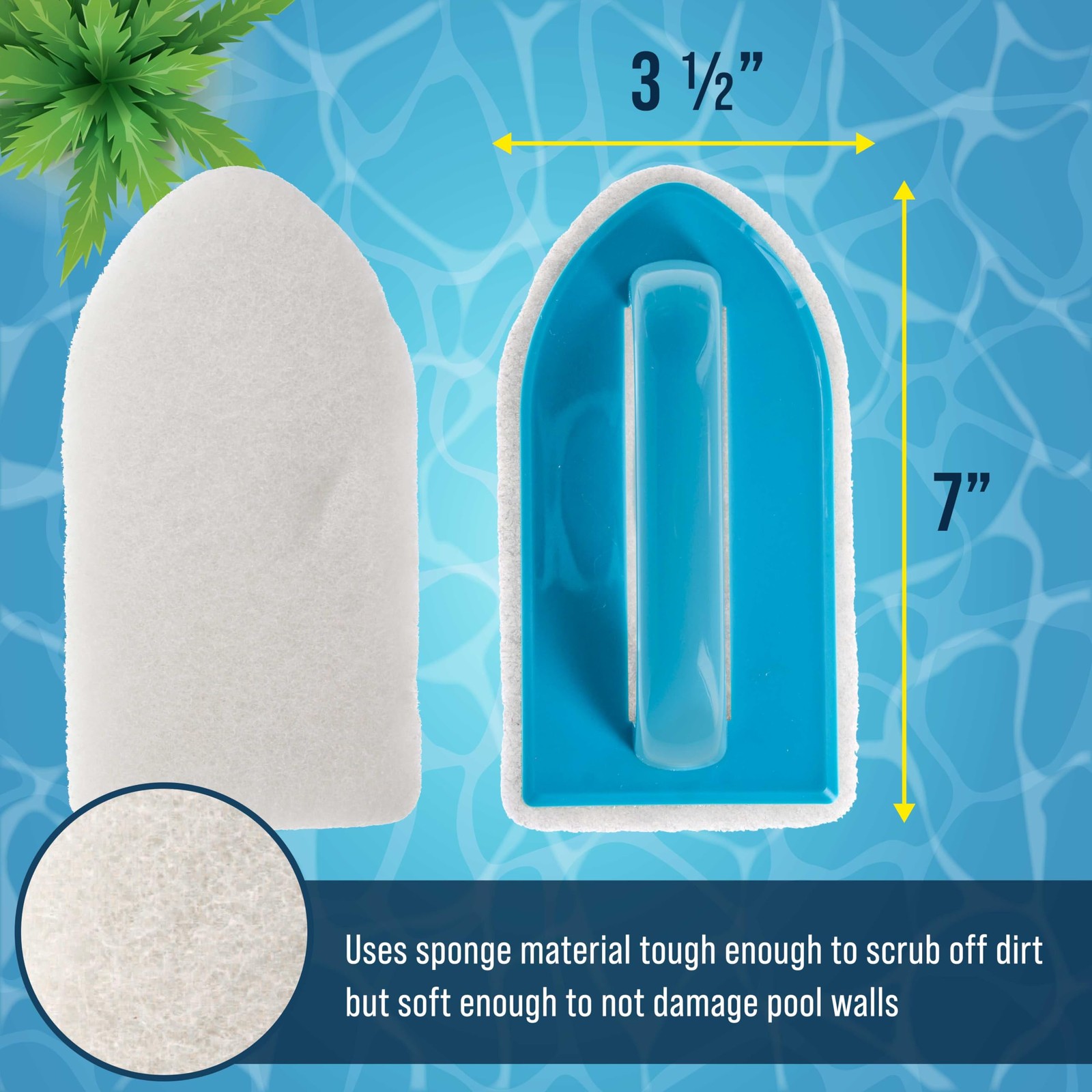 U.S. Pool Supply Hand-Held Scrub Brush, 2 Pack – Surface 3×7, Blue