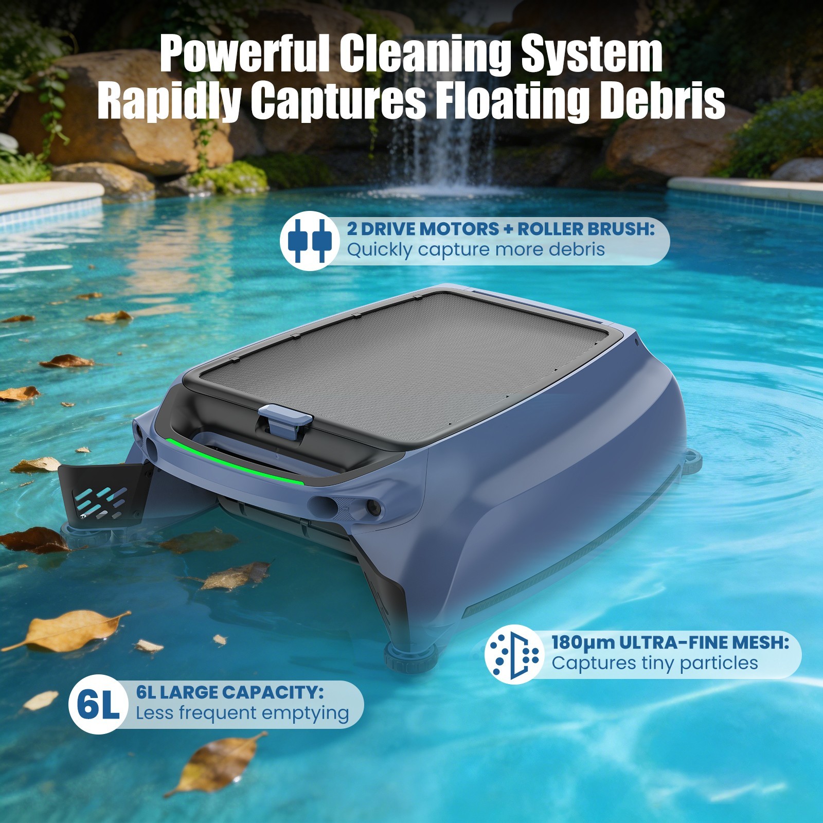 AIRROBO SP200 Solar Powered Robotic Pool Skimmer Cordless Automatic Pool Cleaner