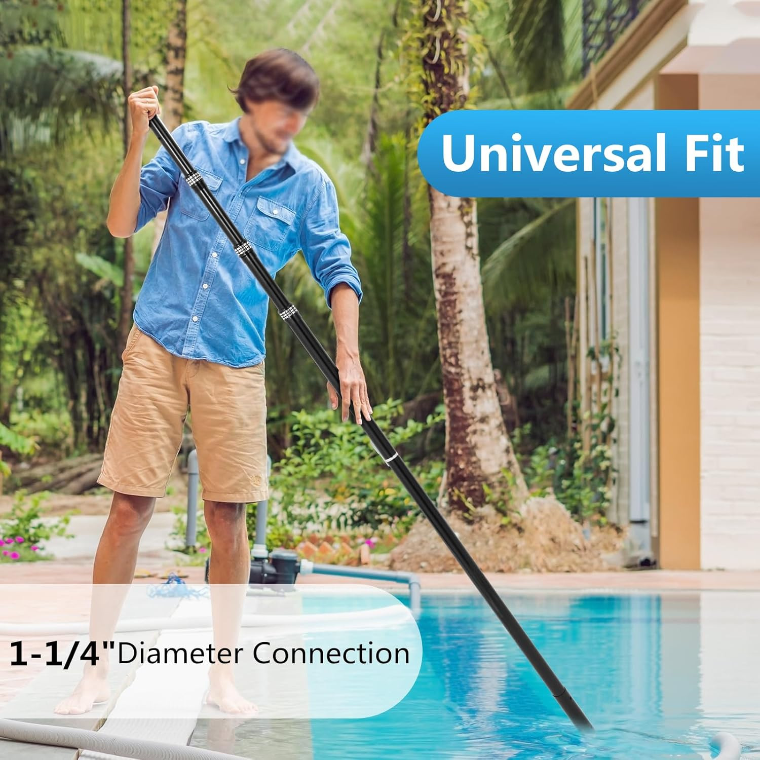 Carbon Fiber Pool Rod – Professional 4.5-15 Foot Telescopic 4-Piece Pool Cleanin