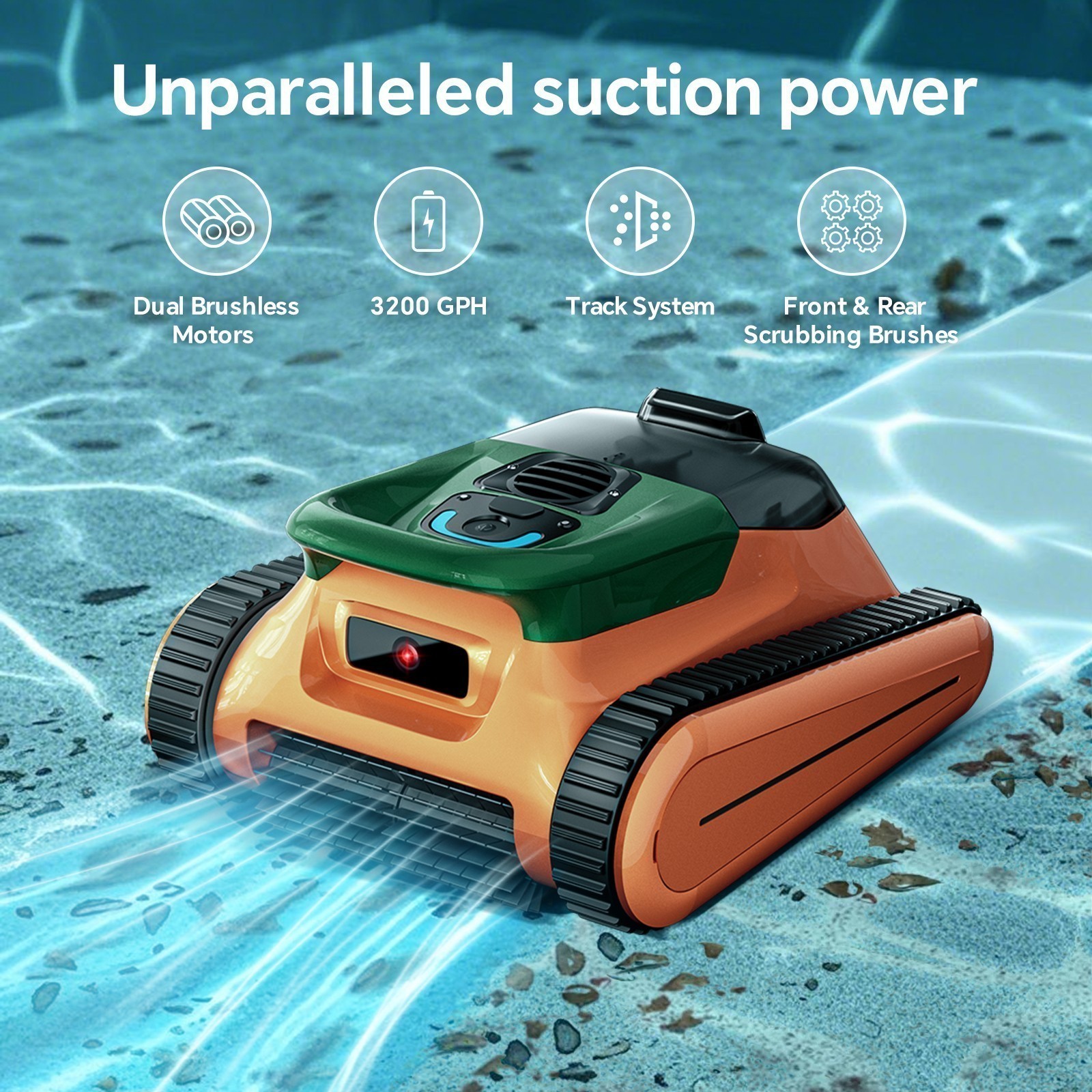 Seauto Cordless Robotic Pool Cleaner 3H Wall Climbing Up to 2250 Sq.ft