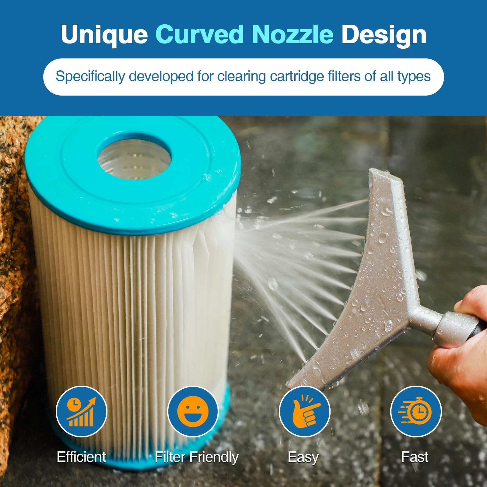 LAMTOP Premium Pool & Spa Filter Cartridge Cleaner, Removes Debris & silver