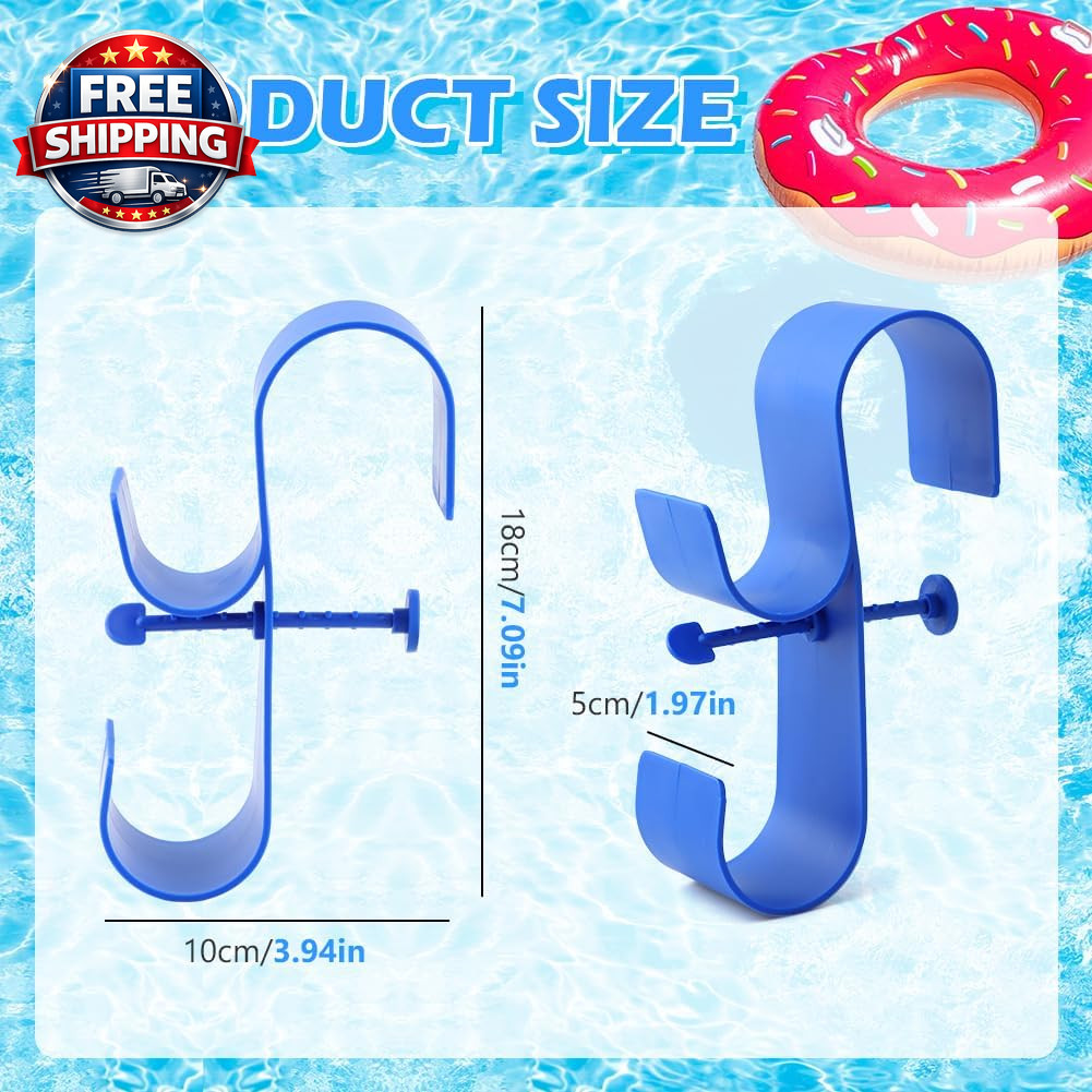 Poolside Pool Leaf Skimmer Net Holder, Swimming Pool Pole Hanger Hooks, 2 Hooks