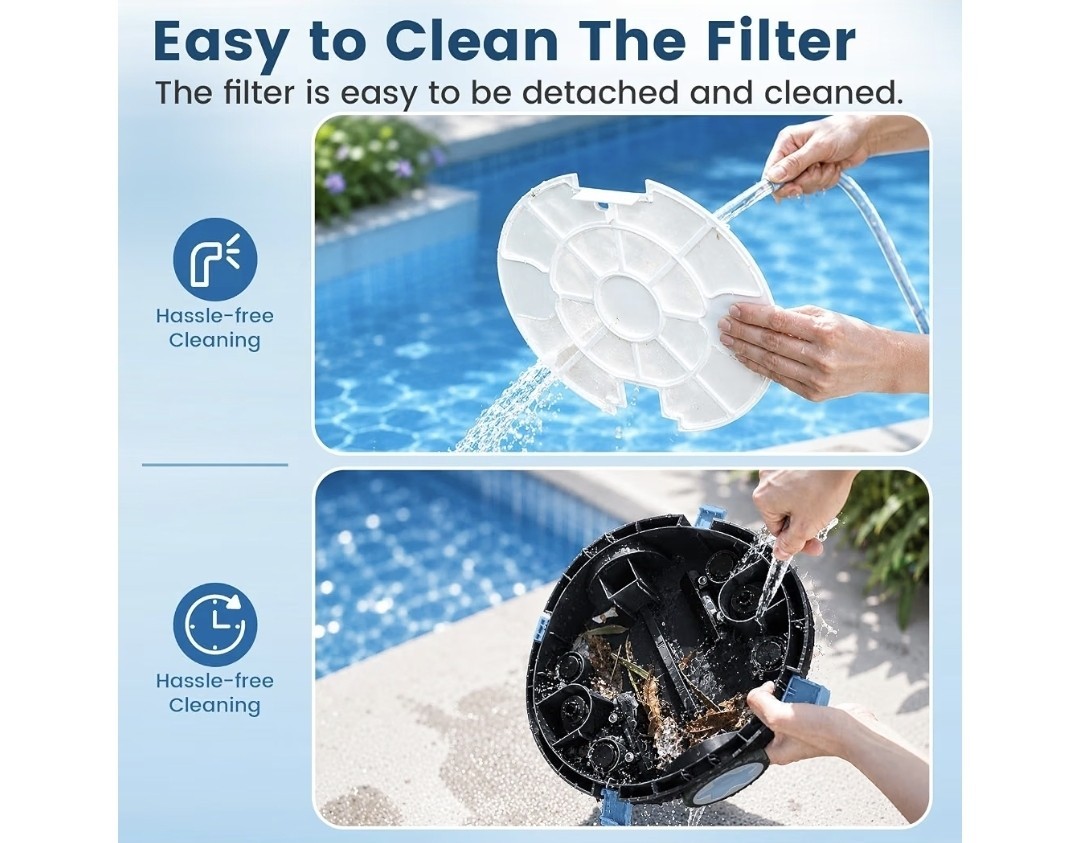 Y10 Robotic Pool Cleaner,Cordless Pool Vacuum with 150 Mins Runtime,High Efficie
