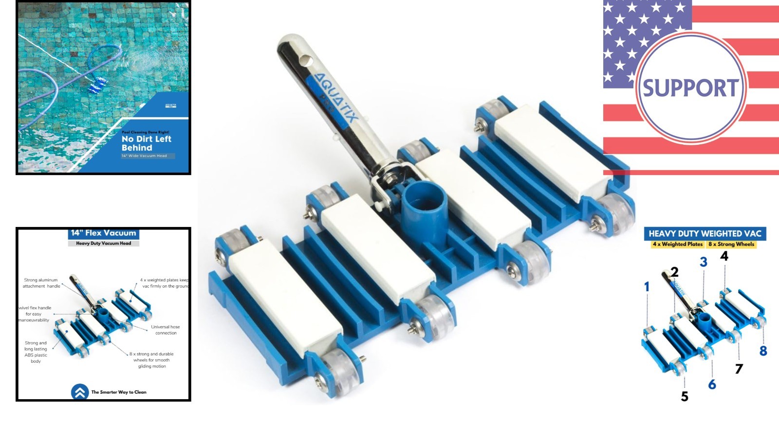 Swivel Heavy Duty Aluminum Pool Vacuum Head – Perfect for Concrete & Plaster