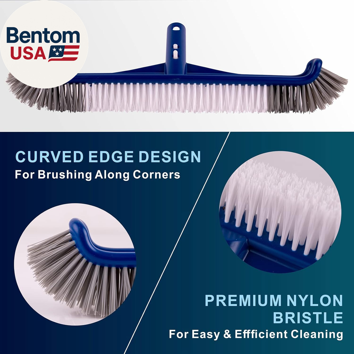 Pool Brush, 17.5 » Pool Brush Head for Inground Pools & Above-Ground Pools, Dura
