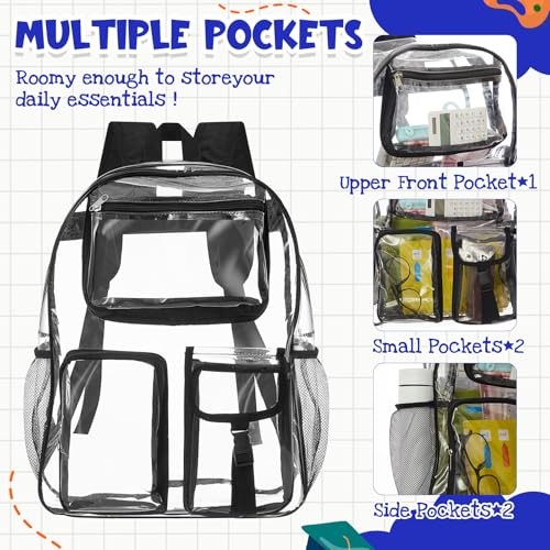 Pcs Heavy Duty Clear Backpack Bulk, PVC Transparent Bookbag 17 Inch 36 Black