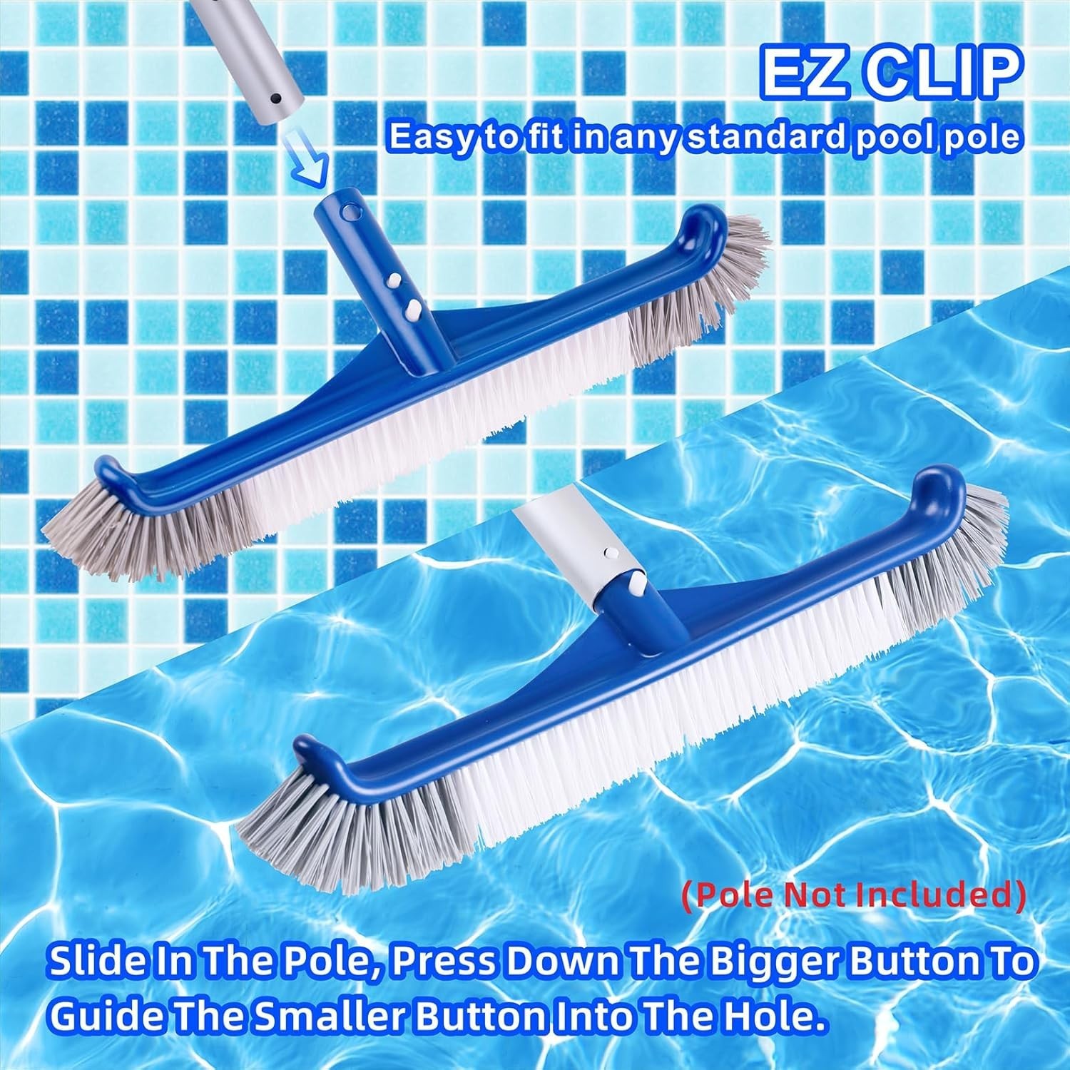 Pool Brush, 17.5 » Pool Brush Head for Inground Pools & Above-Ground Pools, D…