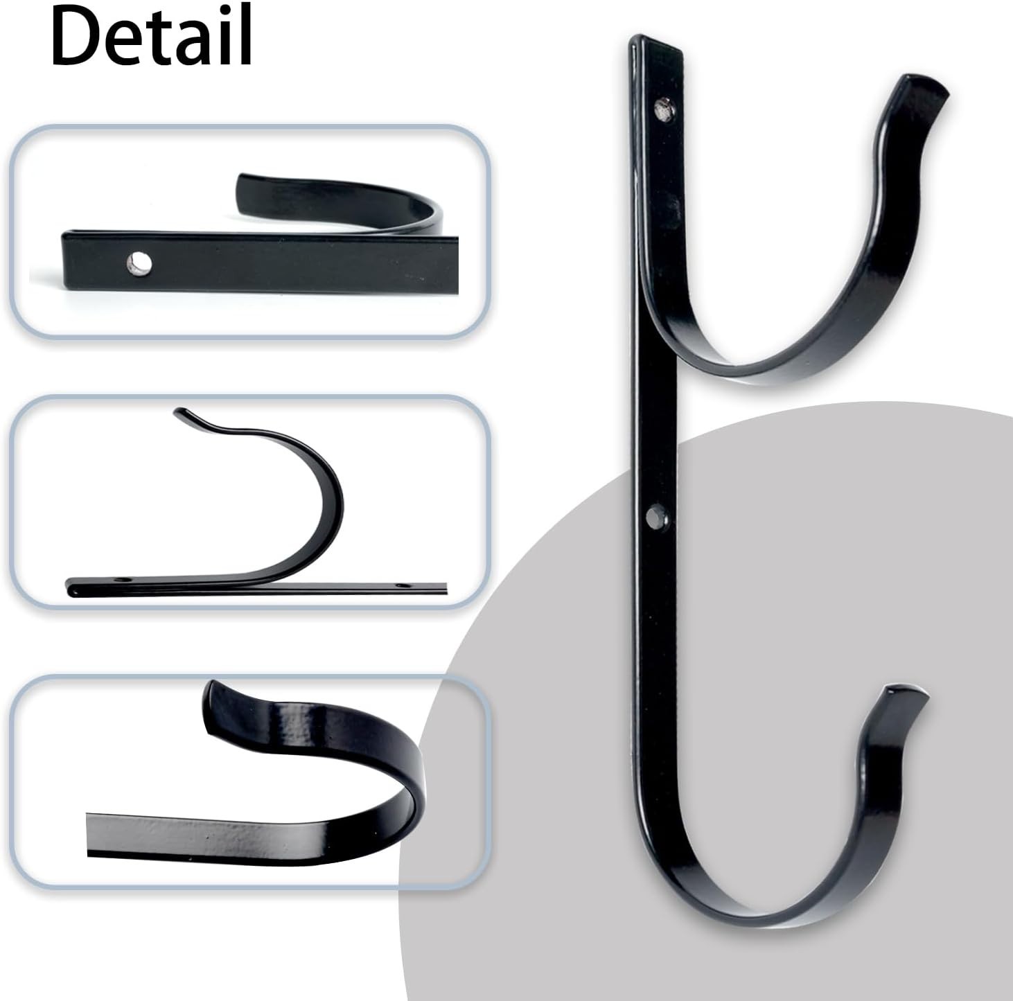 2Pcs Pool Tool Hangers Aluminum Wall Mount Hooks Black Outdoor