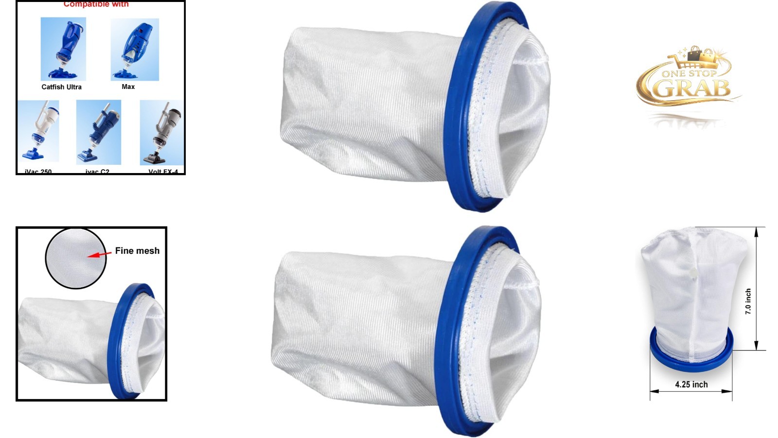 2 Pack Pool Vacuum Sand & Silt Filter Bag Compatible with Max Catfish Ultra
