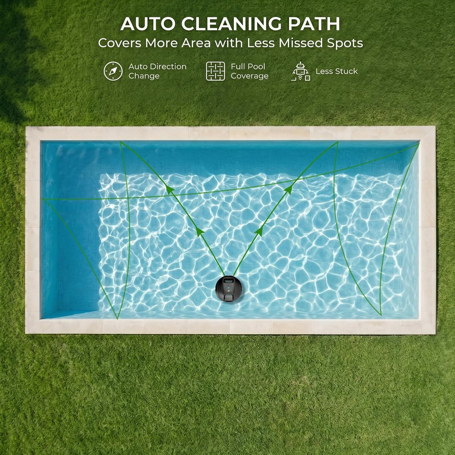 Robotic Pool Cleaner Cordless, Dual-Motor Powerful Suction & 120 Mins Longest Ru