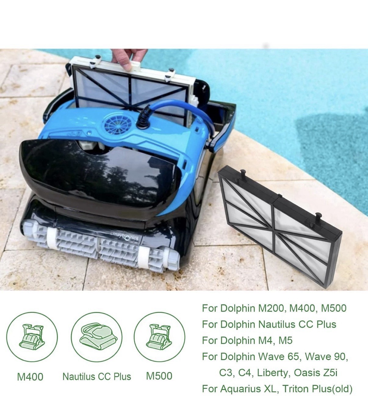 Robotic Pool Cleaner Spring Filter Cartridges Compatible with Dolphin Nautilus C