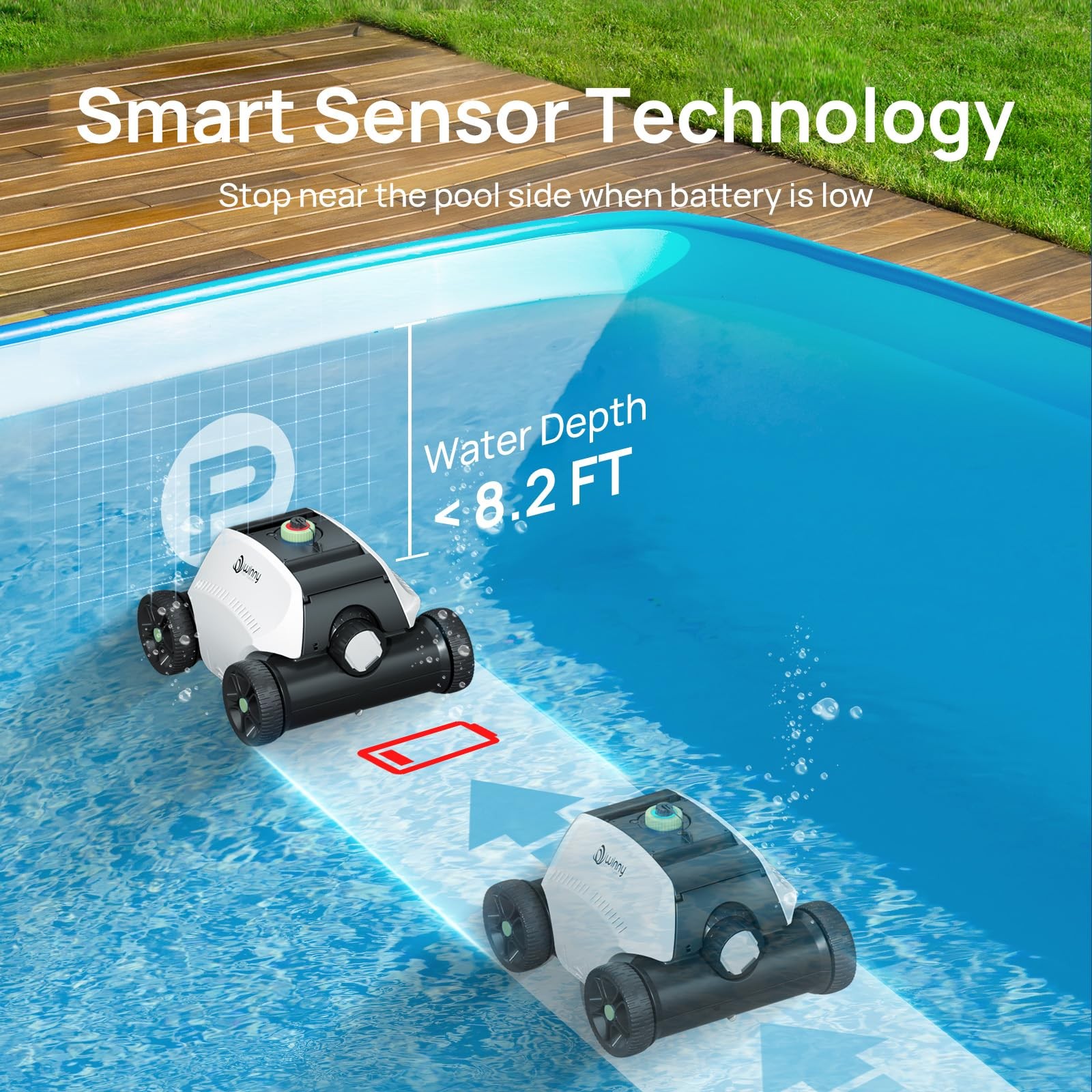 (2026 Upgraded) Robotic Pool Vacuum for Above Ground Pool – 6600mAh for 130mi…