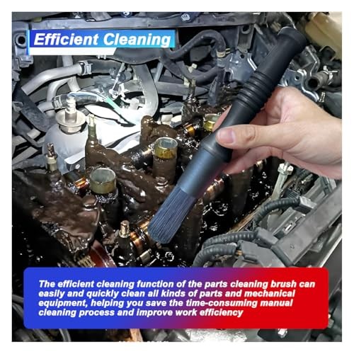 Car Parts Washer Brush, Bullet Head Parts Cleaning Brush for Cleaning Car Black