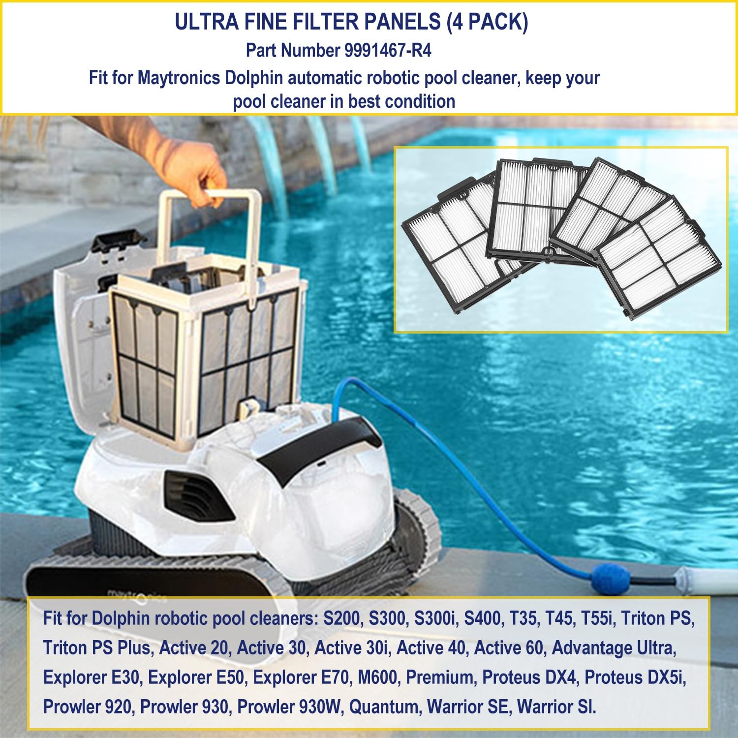 Ultra Fine Filter Panels Replacement Kit for Dolphin Pool Cleaners