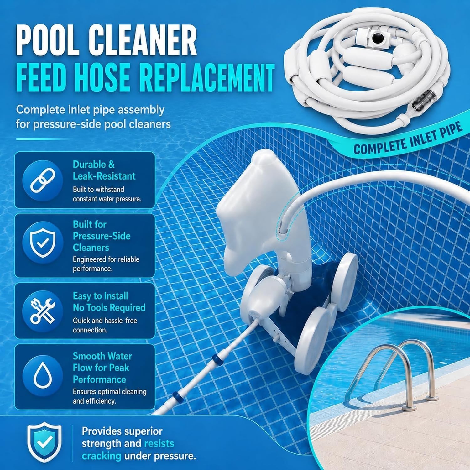 Upgraded G5 Pool Cleaner Feed Hose Replacemen For Polaris 280 380 Sport 4896
