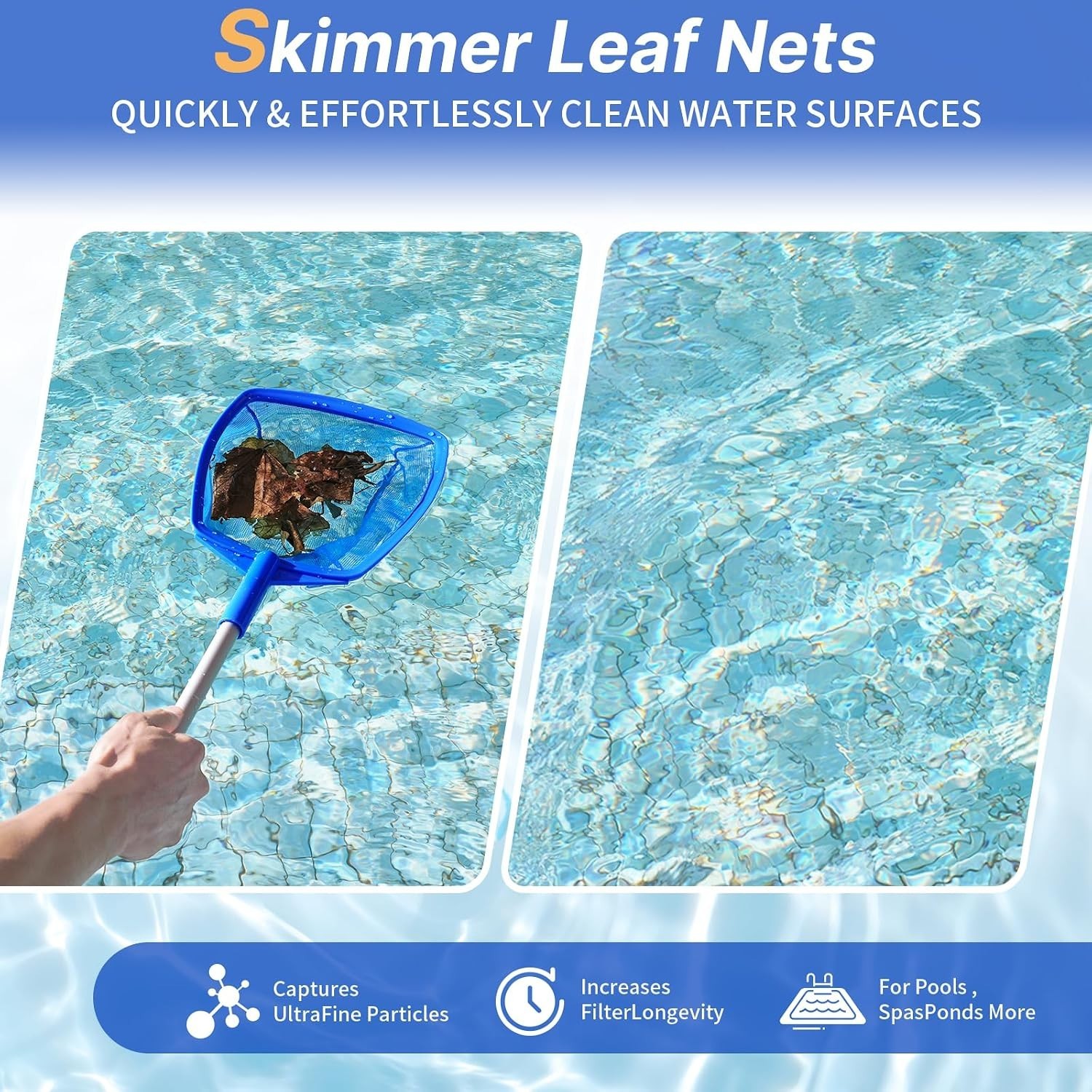 26.3&Prime; Ultra Fine Mesh Pool & Spa Skimmer Net with Aluminum Pole