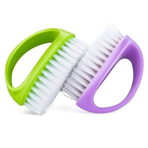 Cobee 2 Pack Hand Nail Brushes – Durable Green, Purple – for Fingernails