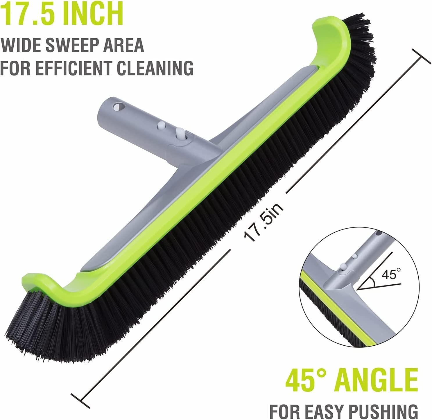 UrchinDJ 17.5&Prime; Heavy Duty Curved Edge Nylon Pool Brush for Pool Walls Floor Tile