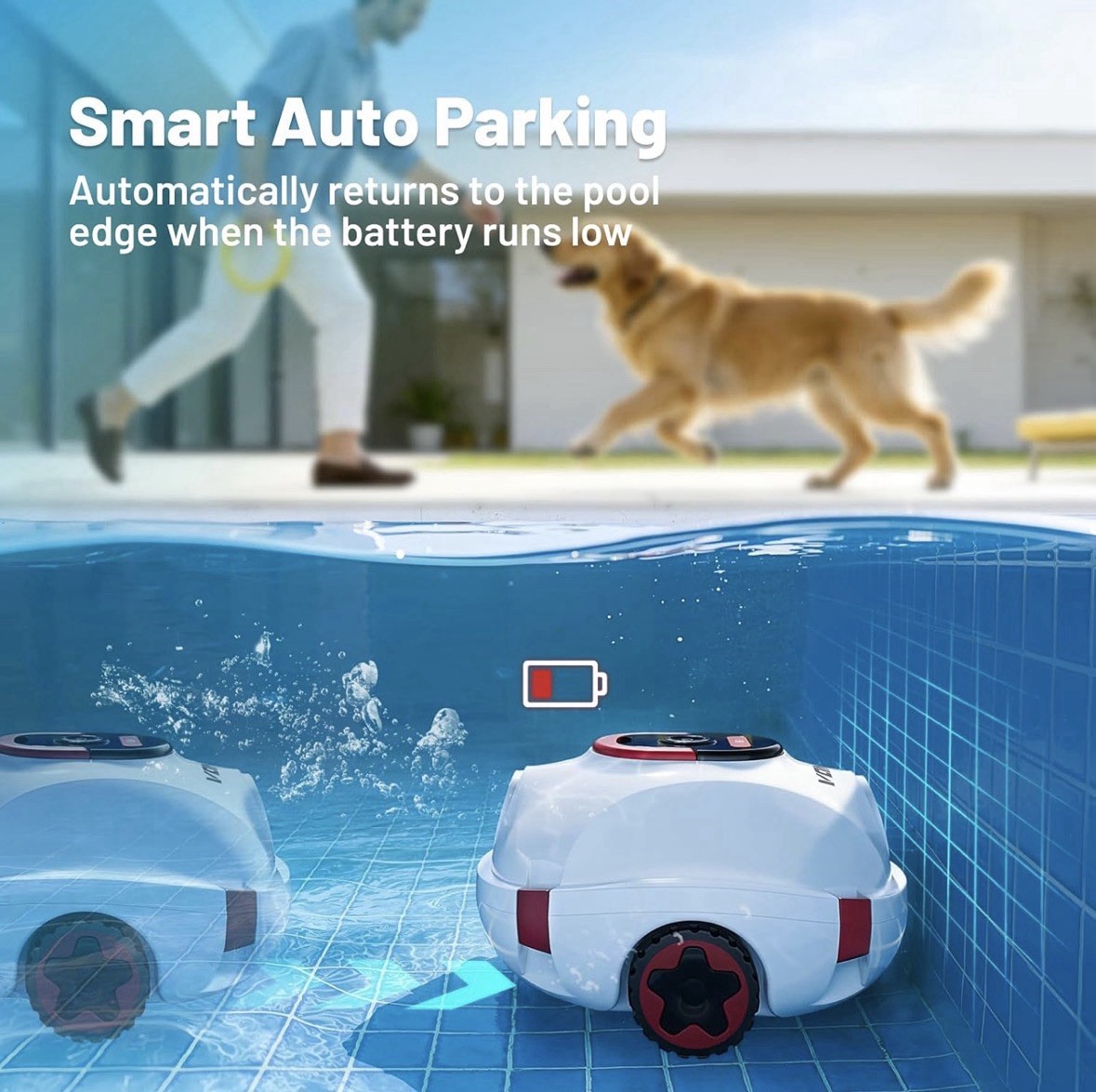 VONKO P10 Cordless Robotic Pool Cleaner, Above Ground Pool & Flat Inground Pool