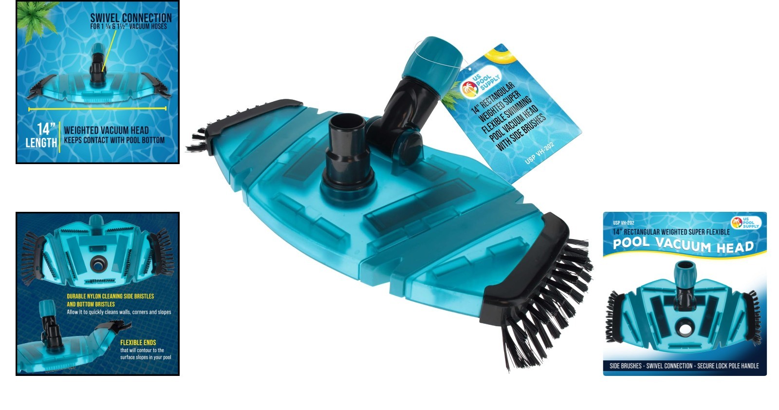 Effortless Pool Cleaning: 14&Prime; Weighted Vacuum Head for Inground & Above-Ground