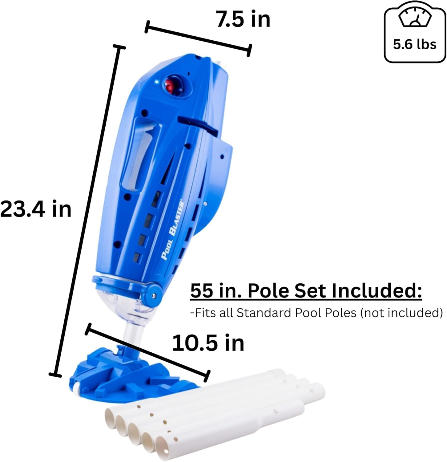 Millennium Cordless Pool Vacuum for Above Ground Pools w/Pole Set, High Capac…