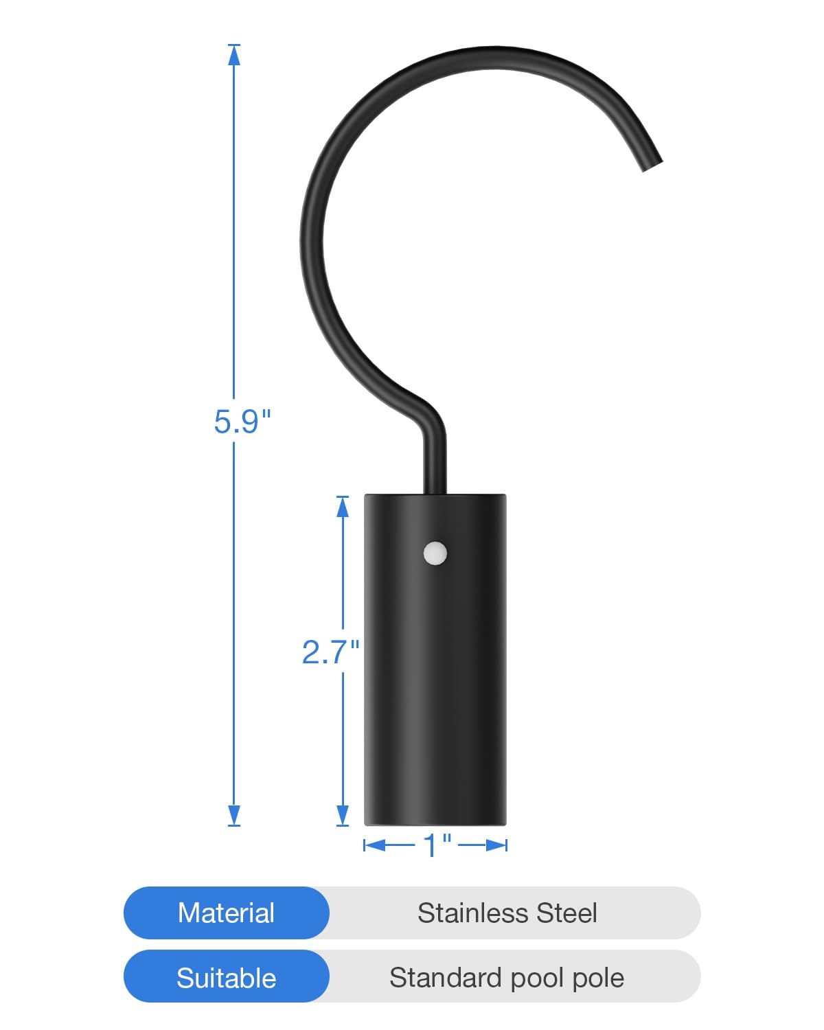 Hook for All Robotic Pool Cleaner, Stainless Steel Hook for Pool Poles，Access…