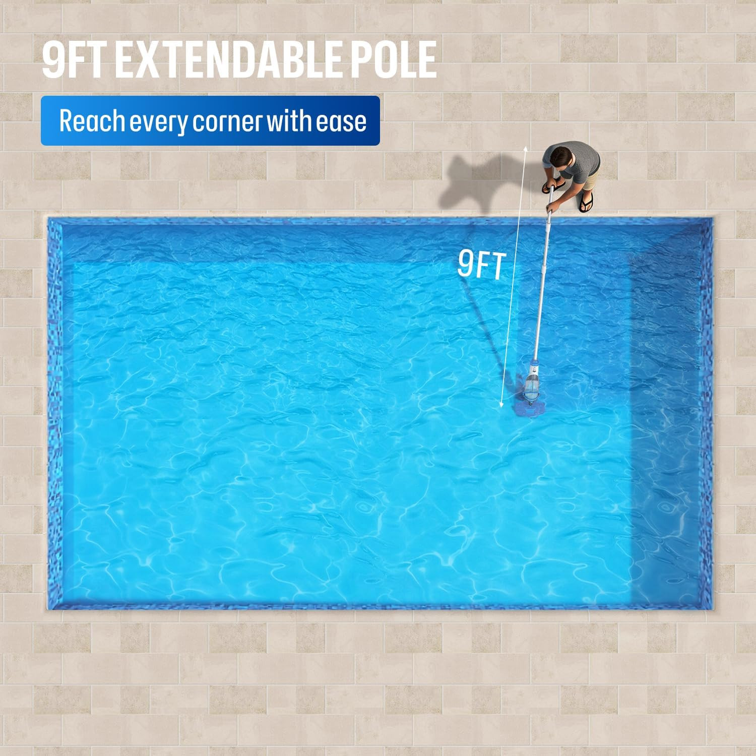 BIELMEIER Handheld Pool Vacuum with Telescopic Pole, Updated Swimming Pool Clean