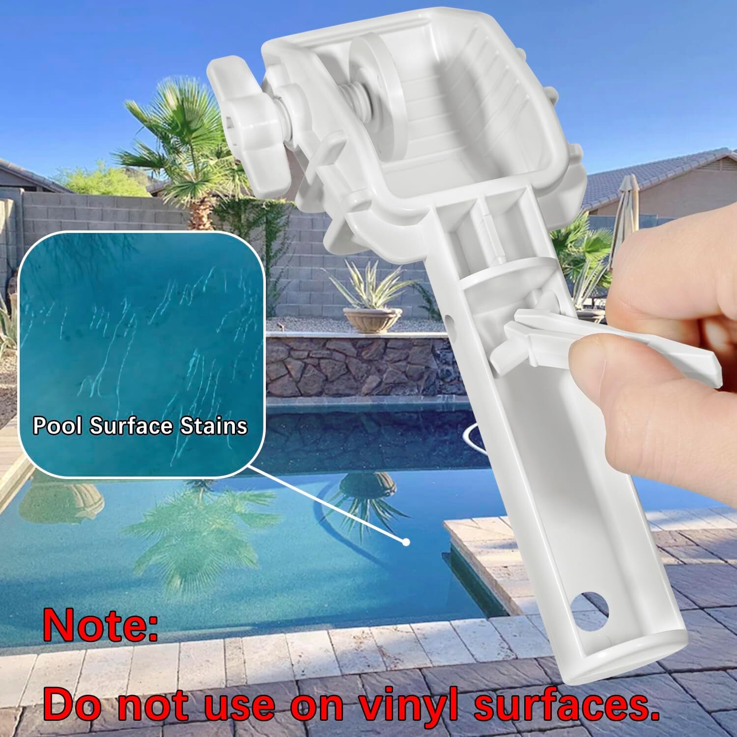 Tab Holder with EZ-Clip Handle for Swimming Pool Maintenance to Remove Stains