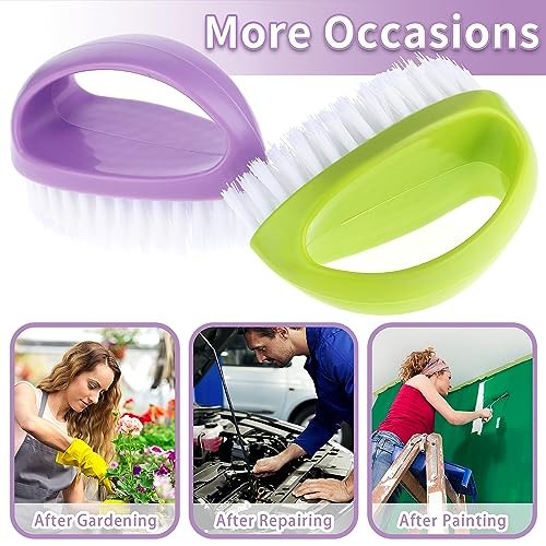Cobee 2 Pack Hand Nail Brushes – Durable Green, Purple – for Fingernails