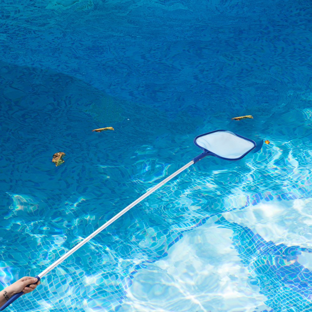 1 Set Pool Skimmer Kit Durable Plastic Blue with Removable Pole for Outdoors