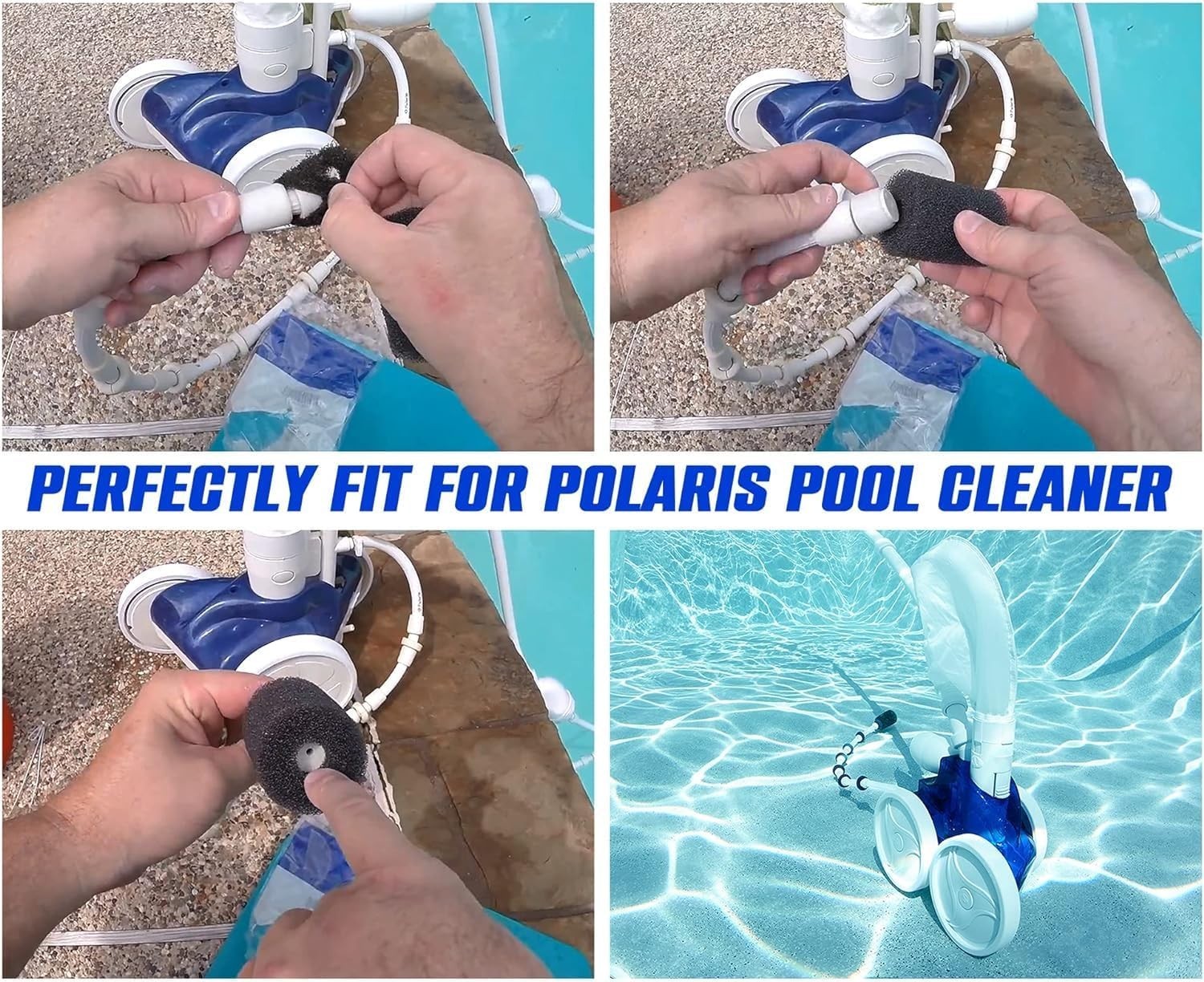 Self-Installation Black Tail Scrubbers for Polaris Pool Cleaners – 12 Count Pack