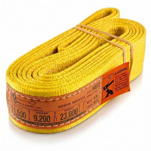 DD Sling 4 Inch x 10 Foot Nylon Lifting Sling – USA Made, 11,500 lb Vertical,