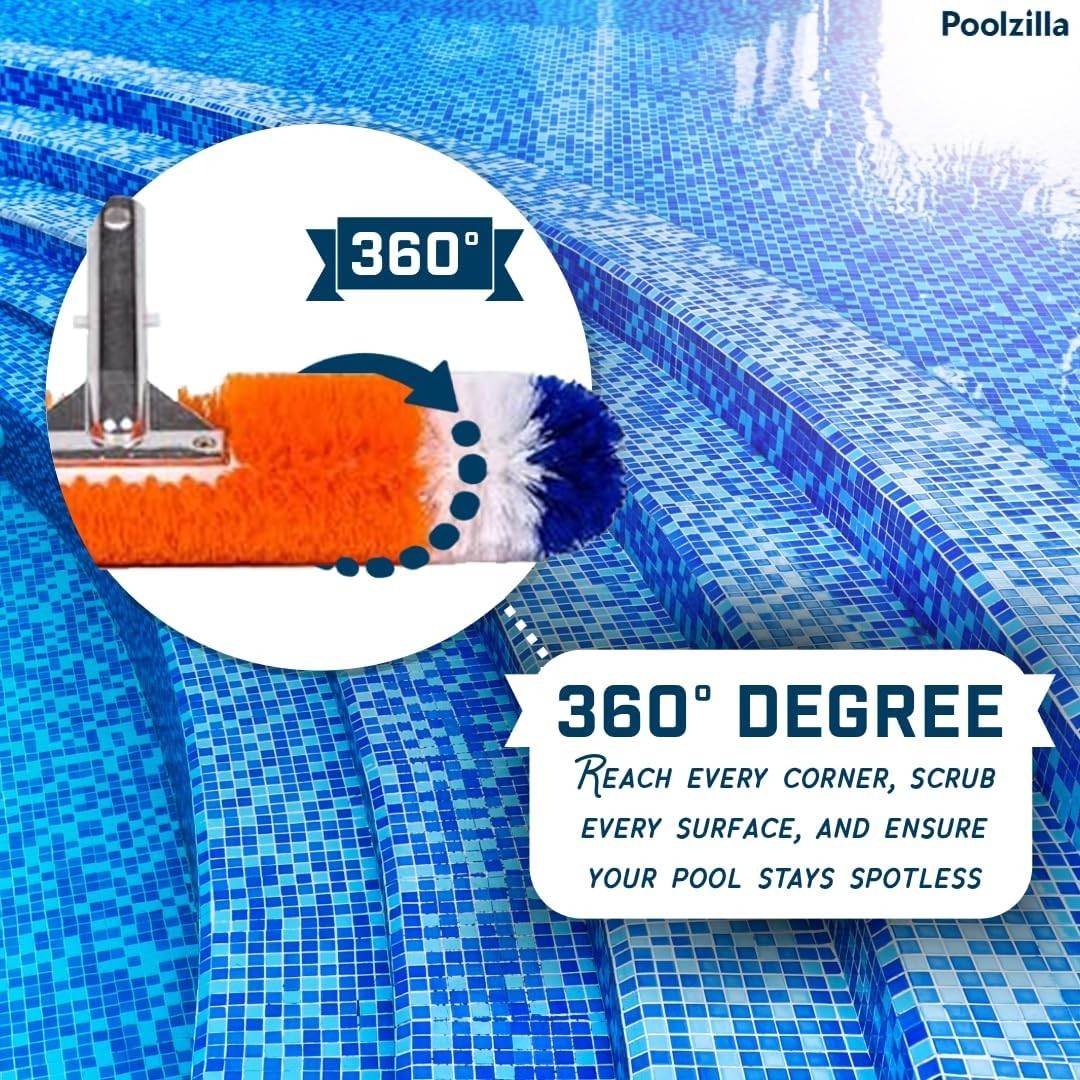 Pool Brush [3 Pack] – 360 Degree Bristles, with 12 Inch, 18 Inch, and 24 Inch fo