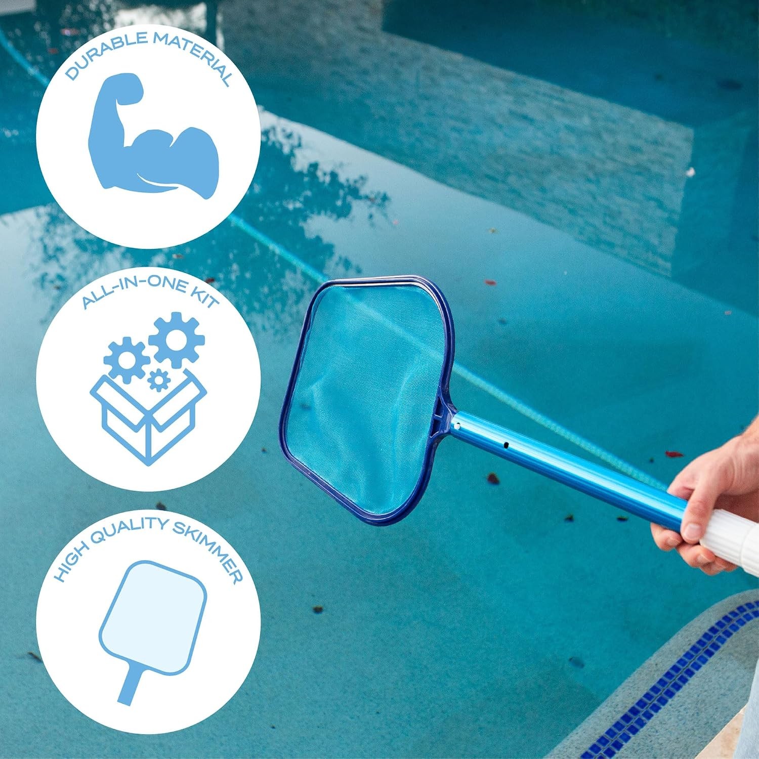 Blue Mano 6-Pc Spa/Pool Cleaning Kit: Vacuum, Skimmer, Brush, Pole