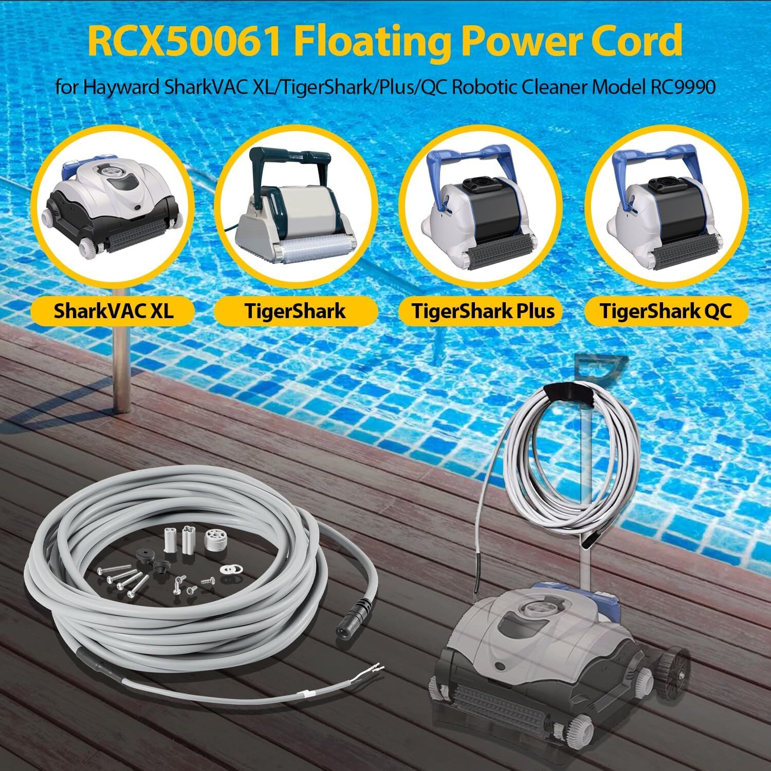 RCX50061 55ft Floating Power Cord Assembly for TigerShark QC Robotic Cleaner