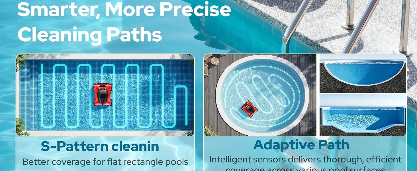 FL-01 Robotic Pool Cleaner Wall Waterline Vacuum App Control 8Hr Runtime