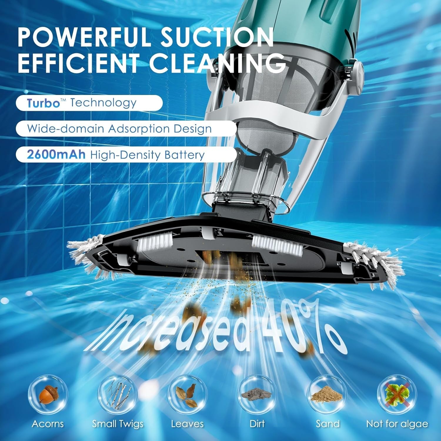 Rechargeable Handheld Pool Vacuum Cleaner 75Min Suction Leaf Sand Hot Tubs