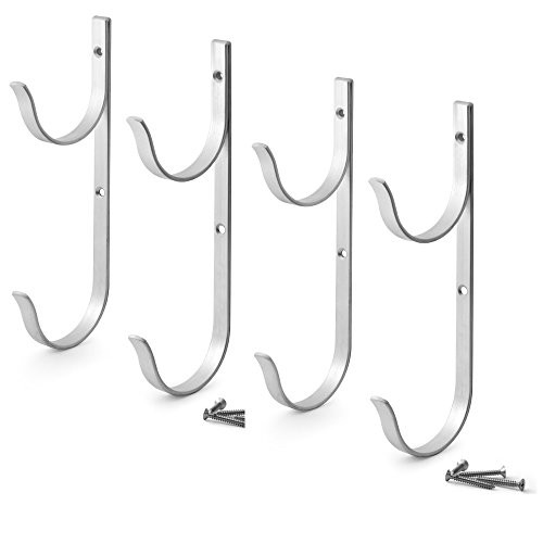 Pool Pole Hanger Premium 4pc Aluminium Holder Set, Ideal Hooks for Telescopic
