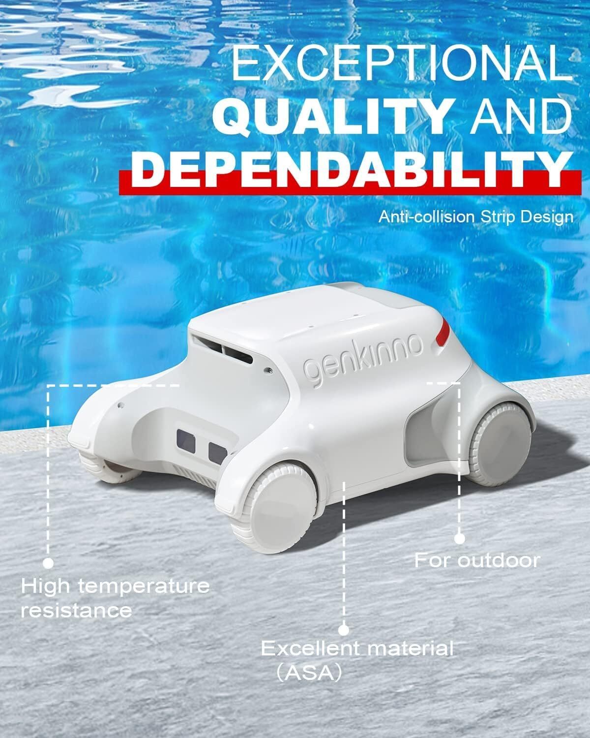 GENKINNO Pool Cleaner Cordless Robotic Pool Cleaner ~ Smart Navigation *4641B1B