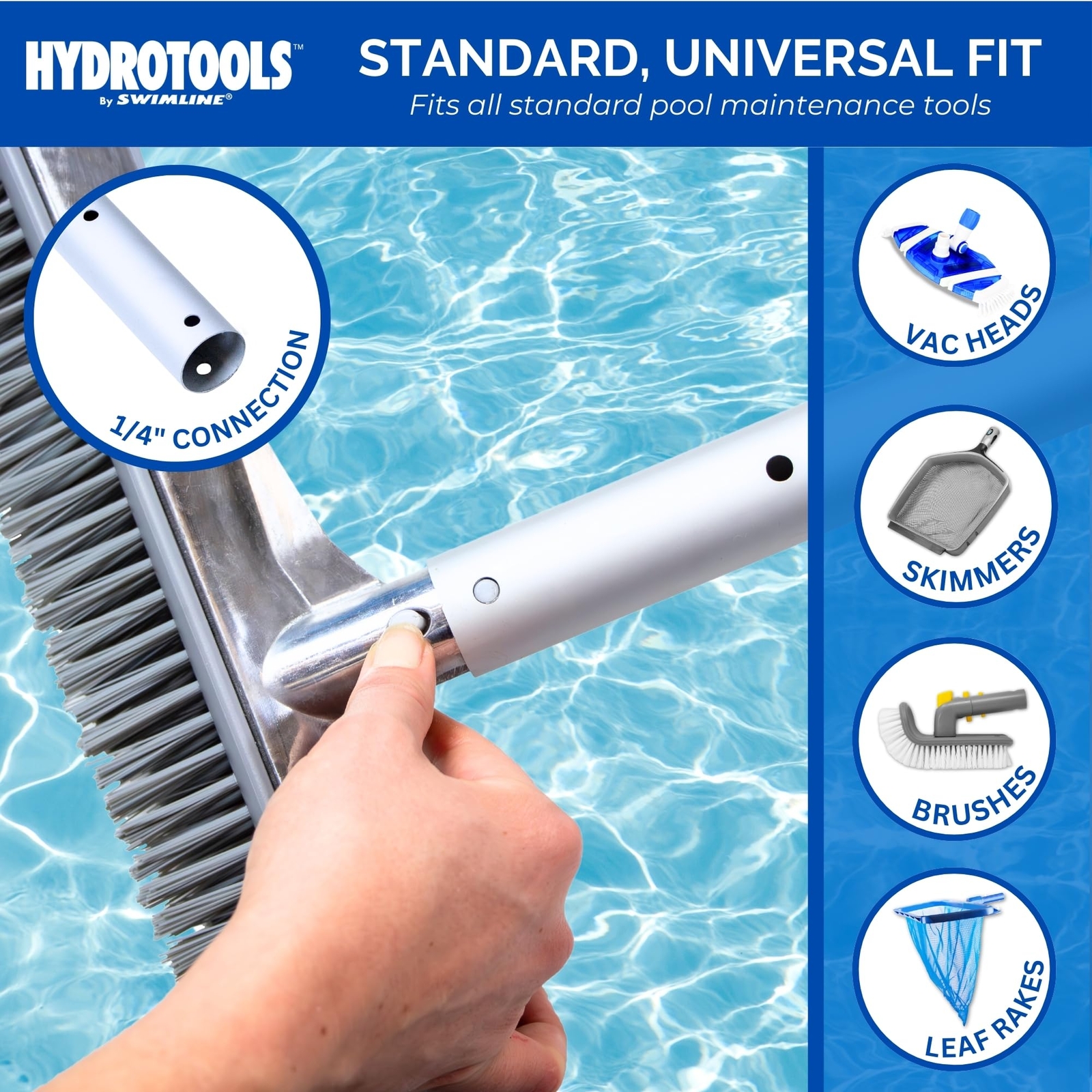 Hydrotools 4 to 12 Feet Telescopic Pool Cleaning Pole Universal Fit