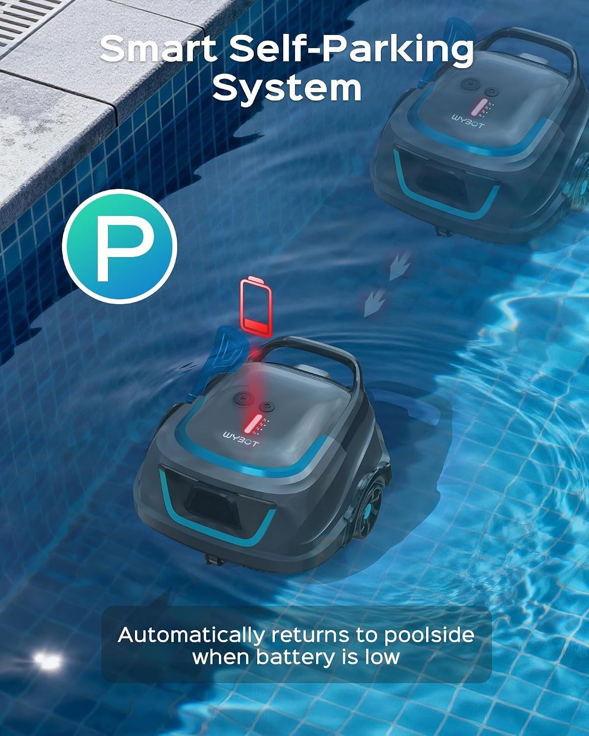 A1 Robotic Pool Vacuum – Dual-Layer Filtration, 130-Min Runtime, Klein Blue