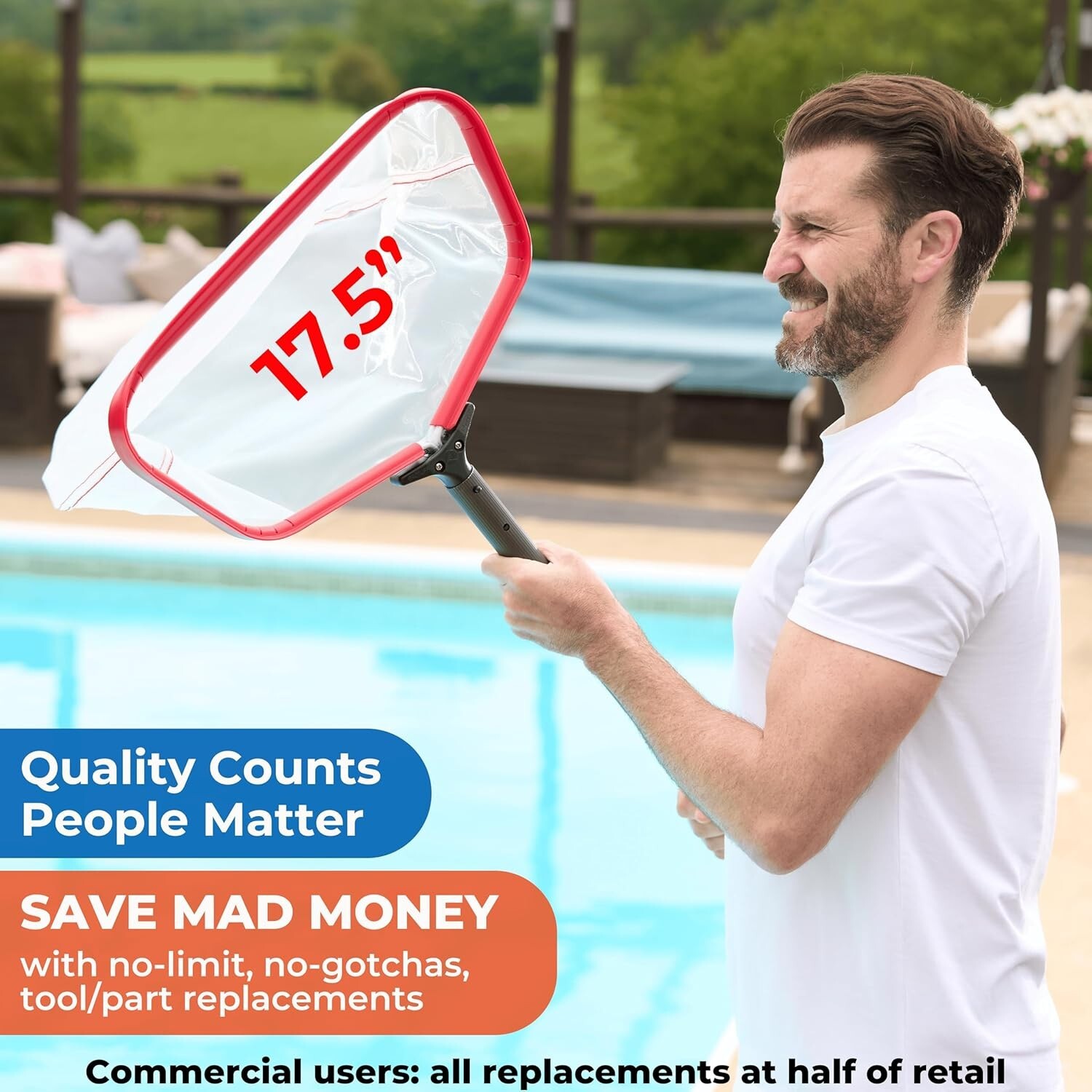 Pool Skimmer Net, Fine Mesh for Silt, Unlimited Free Replacement by ProTuff -…