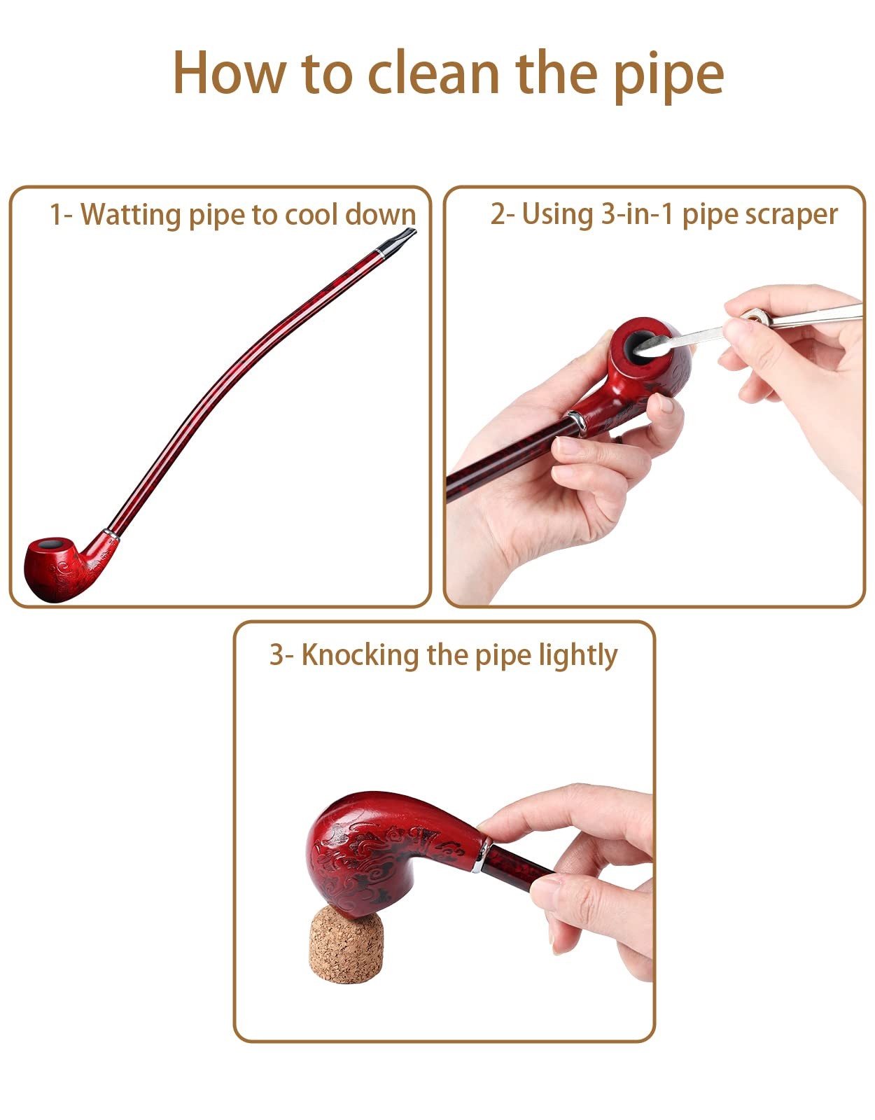 Joyoldelf Tobacco Pipe – Handcrafted 16&Prime;Length Large (Pack of 1), red