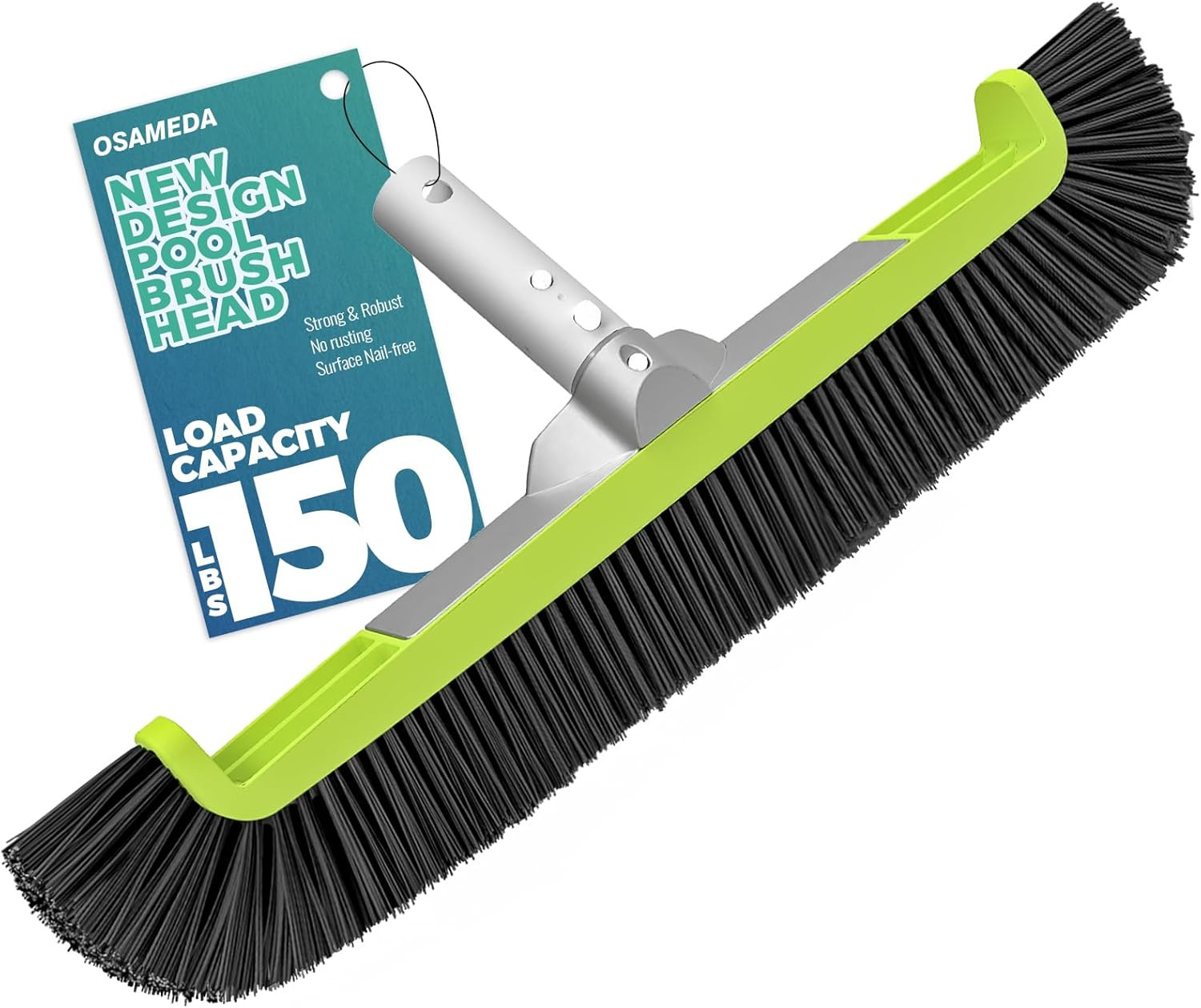 18&Prime; Pool Brush Head for Cleaning Swimming Pool Walls, Curved Ends High-Efficienc