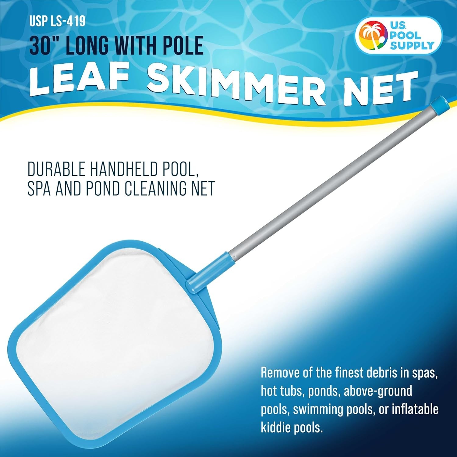 Effortless Cleaning with 17&Prime; Ultra-Fine Mesh Pool Skimmer Net for Hot Tub & Spa