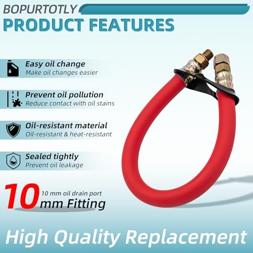 HON1010 10mm Oil Drain Changing Hose, Heavy Duty Rubber Oil Drain Tube, 2