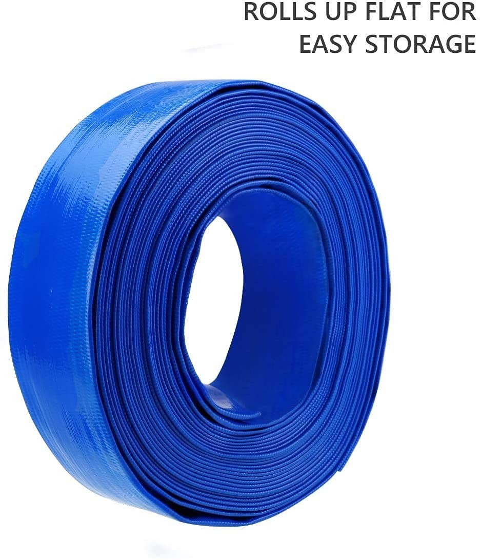 Eastrans 1.5&Prime;x 25 FT Heavy Duty Pool Backwash Hose Flat Discharge Weather B