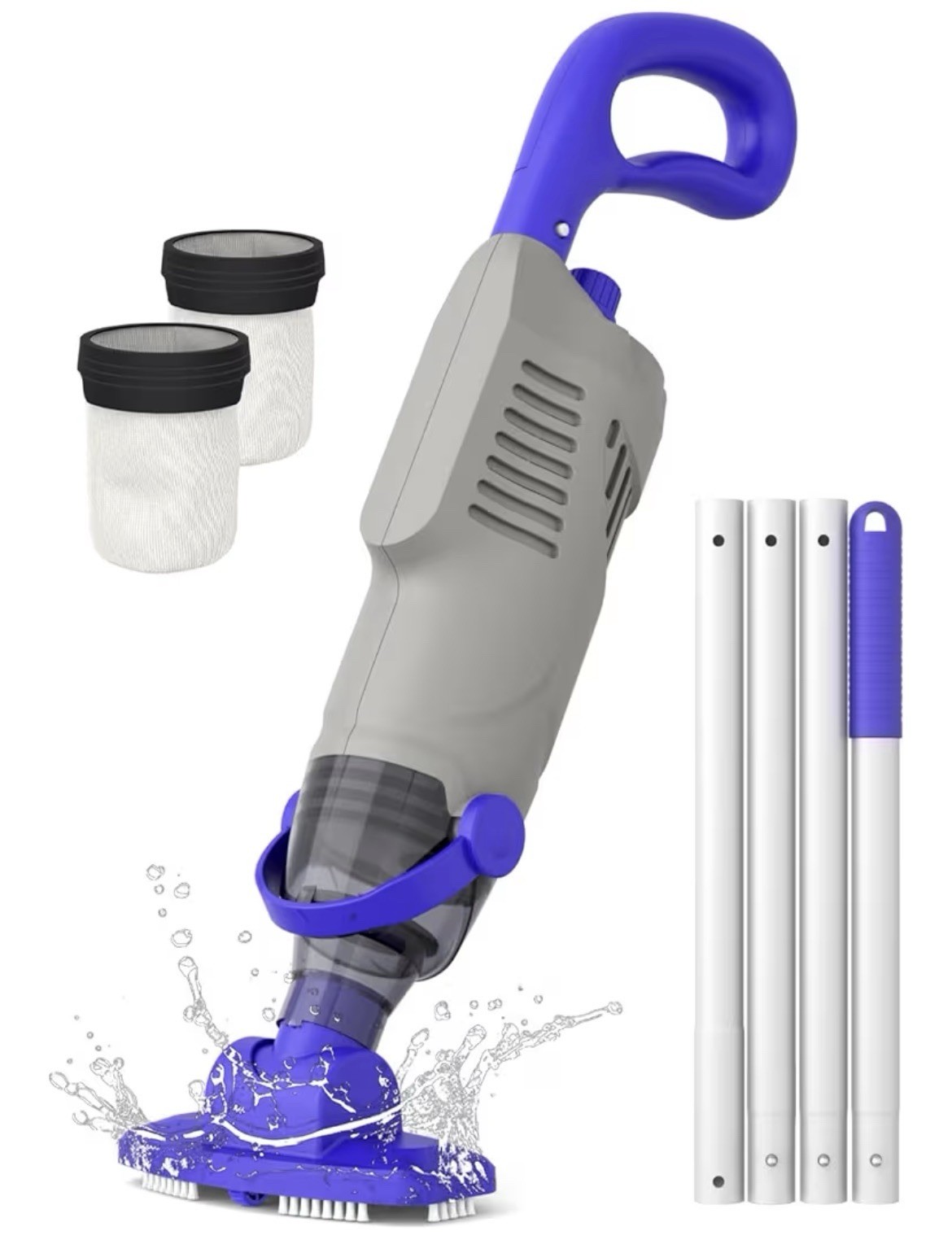 Pool Vacuum Above Ground 60w Motor,18 Gal/Min Powerful Suction 5000mAh Battery