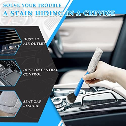 Ziciner Blue Double Head Brush for Car Clean – Soft Auto Interior – 1 Pc