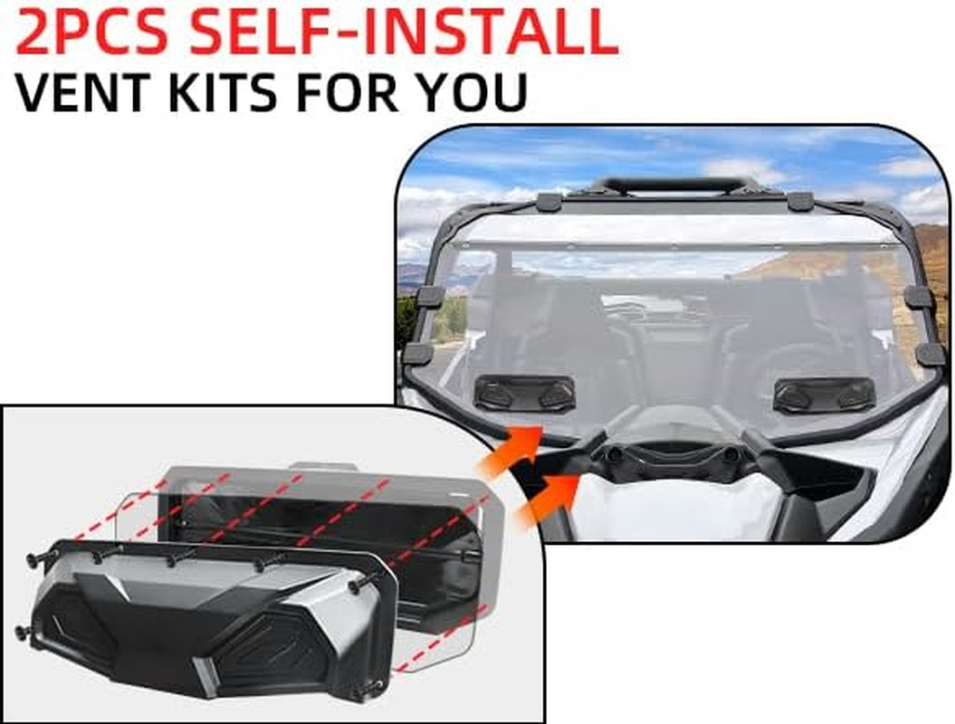 2Pcs UTV Vents for Windshield Universal Vented Windscreen Fit Replacement Compat